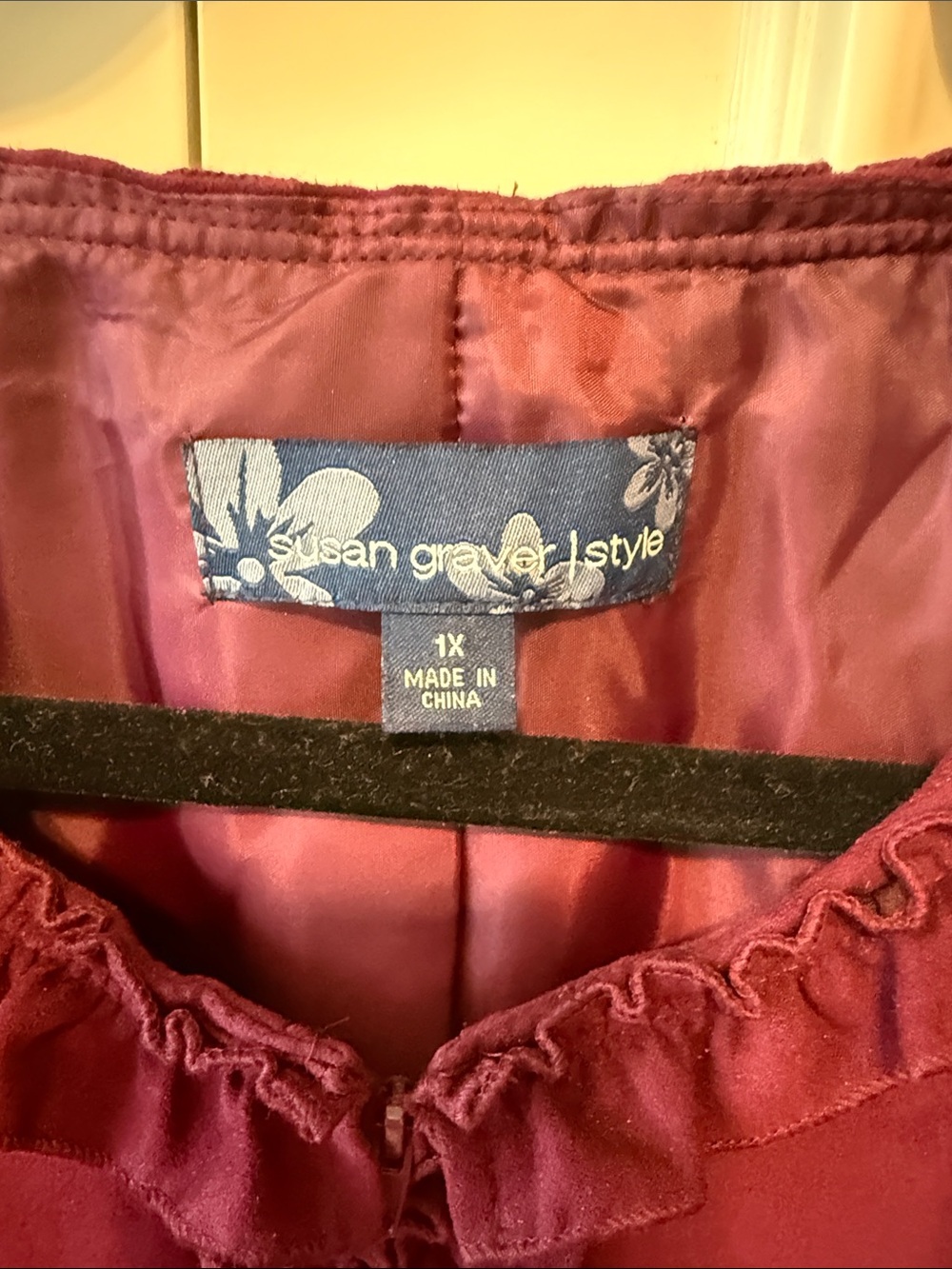 Susan Graver Raspberry Suede Ruffle-Trim Blazer - Picture 3 of 6